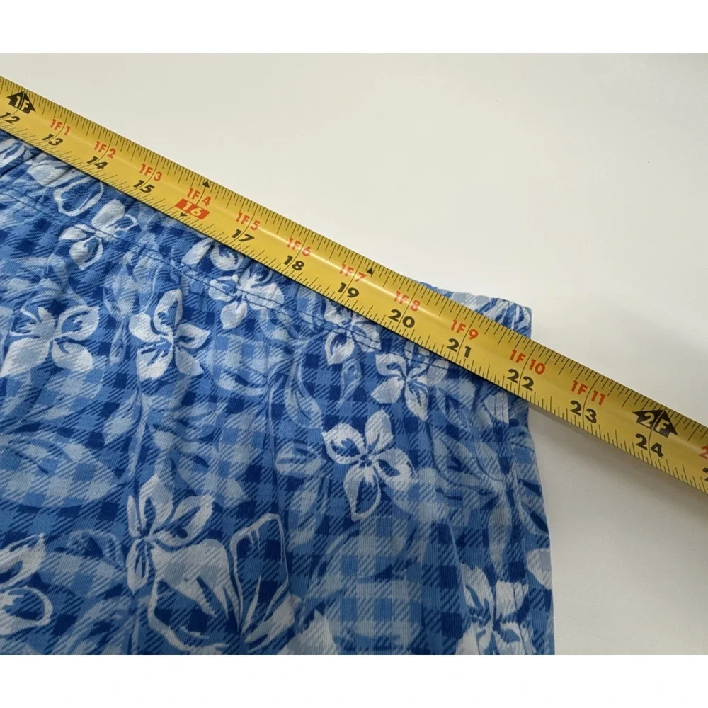 Lands' End Women's 3X (24W-26W) Turquoise/White Floral Sport Knit Shorts NWOT